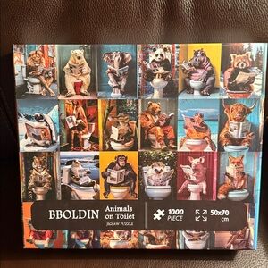 Animals on Toilet Puzzle by BBOLDIN. Complete with poster.  1000 pieces.